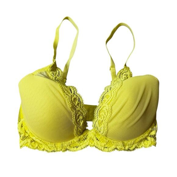 Natori Yellow FEATHERS PLUNGE T-Shirt Bra with Underwire size 30D - Picture 1 of 9